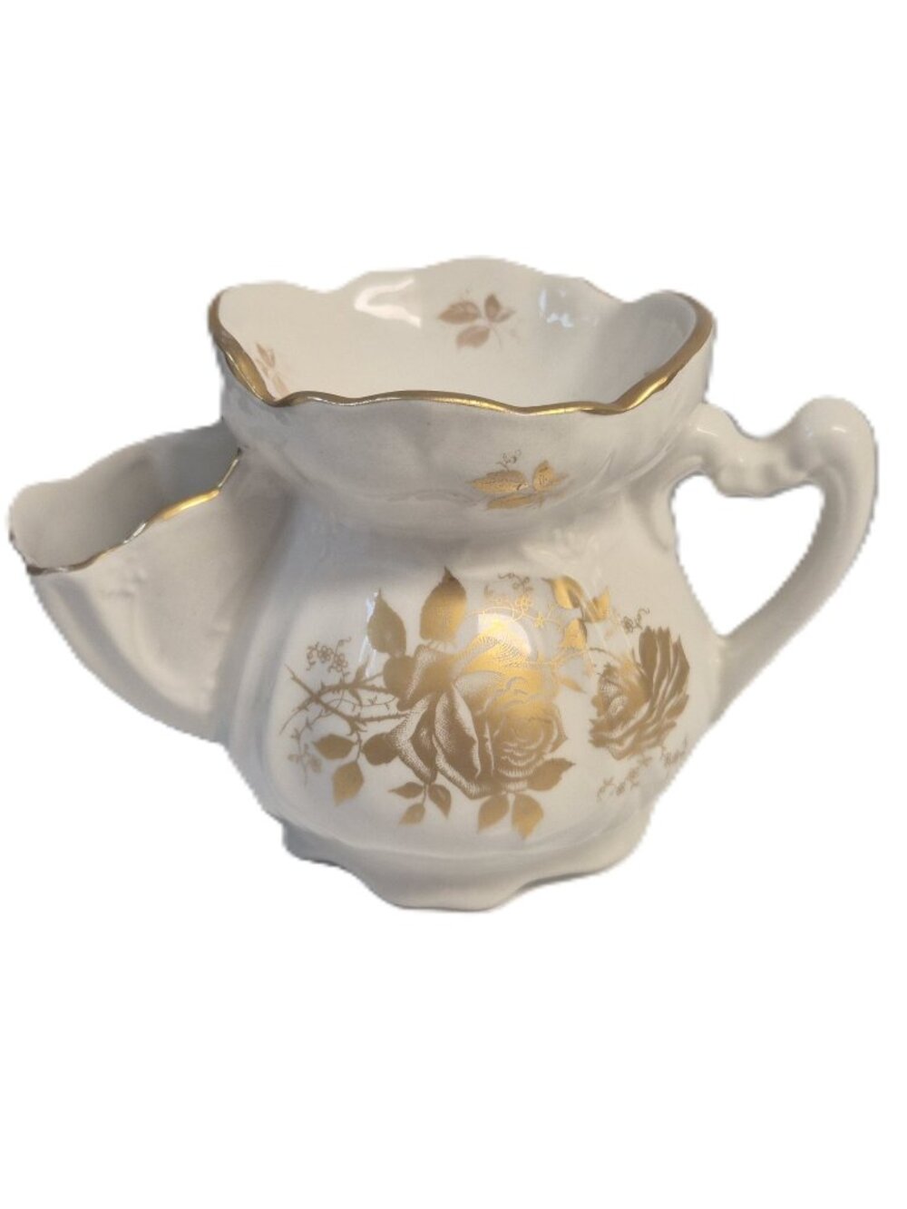 VTG James Kent Staffordshire Old Foley Gold Roses Shaving Mug Scuttle Cottagecor